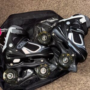 Adjustable Black and Gray Kids Inline/Quad Roller Skates